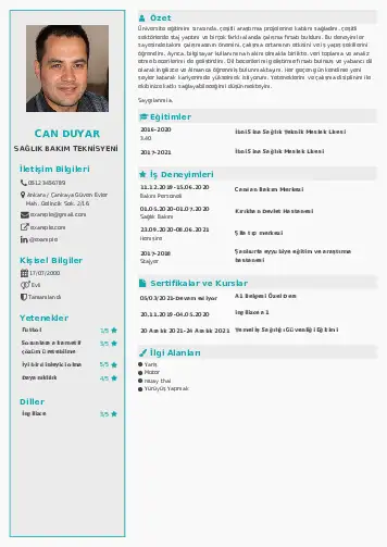 Hasta Bakıcı Cv Örnekleri cv indir